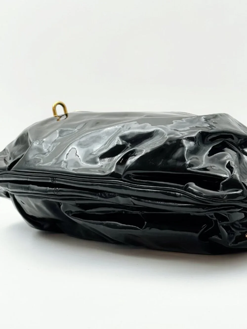 Salvatore Ferragamo Black Patent Leather Large Tote Shoulder Bag